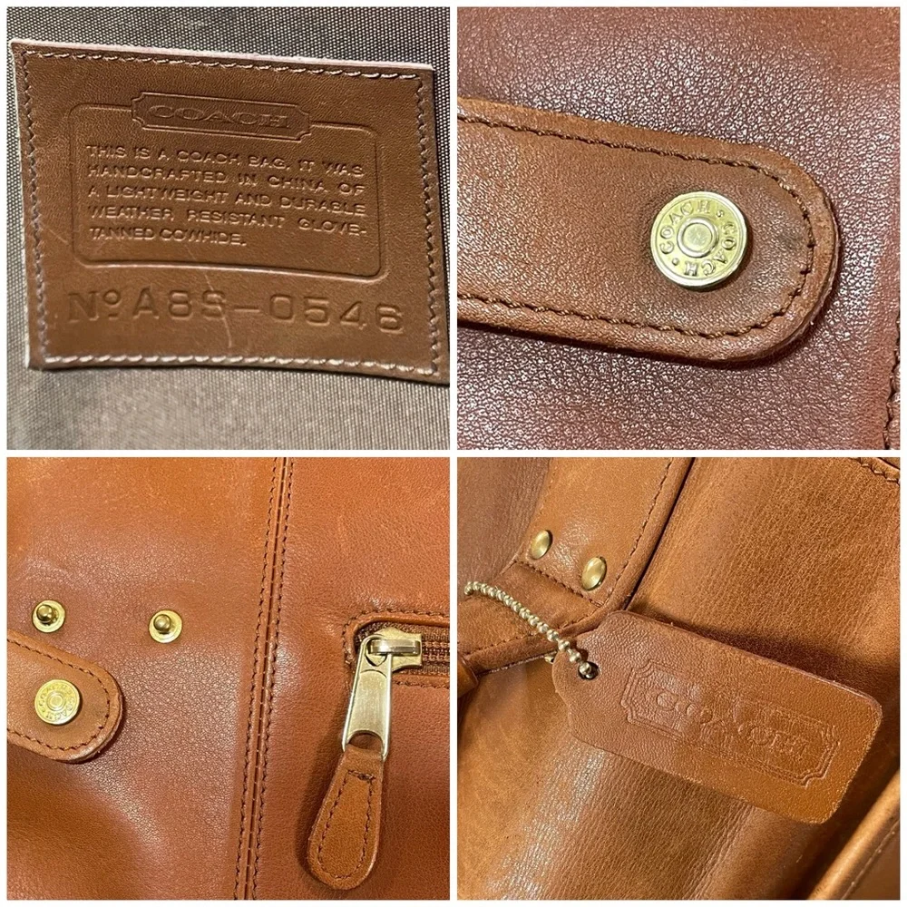 VINTAGE 90s Coach Turnlock Briefcase A8S-0546, British Tan, Brass Hardware